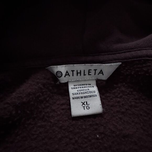Athleta Forever Fleece Oversized 1/4 Zip Pullover Hoodie Purple Size XL - Picture 4 of 8